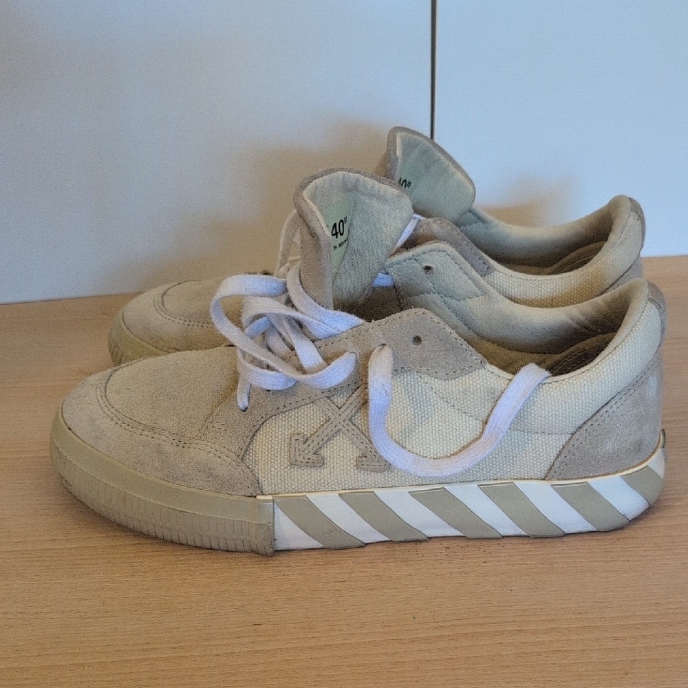 Off-White, Virgil Abloh, Beige Sneakers, Vulcanized Bottom, Size 40 or 8M/9.5W - Picture 7 of 11